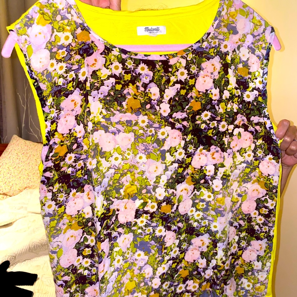 Madewell floral yellow shirt